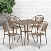 Picture of Oia Commercial Grade 28" Square Indoor-Outdoor Steel Patio Table Set w/ Round Back Chairs