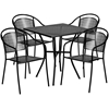 Picture of Oia Commercial Grade 28" Square Indoor-Outdoor Steel Patio Table Set w/ Round Back Chairs
