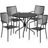 Picture of Oia Commercial Grade 35.25" Round Indoor-Outdoor Steel Patio Table Set