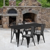 Picture of Darcy Commercial Grade Rectangular Metal Indoor-Outdoor Table Set with 4 Stack Chairs