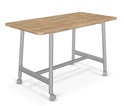 Picture of AKT 60"w x 36"h Butcher Block Table/Desk w/ Round Legs
