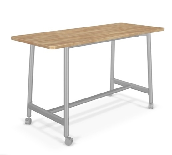 Picture of AKT 72"w x 42"h Butcher Block Table/Desk w/ Round Legs