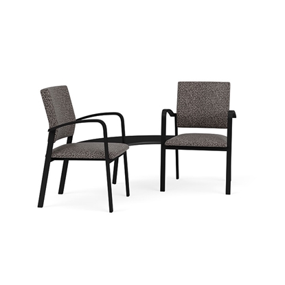 Picture of Lesro NP2301 Newport Vinyl Upholstered 2 Chairs with Connecting Corner Table