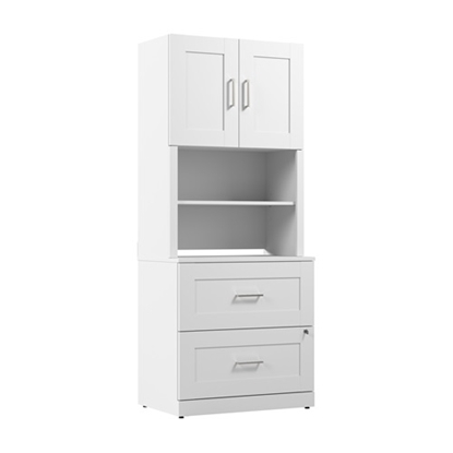 Picture of Bush Business Furniture HHD011WH 30W 2 Drawer Lateral File with Hutch