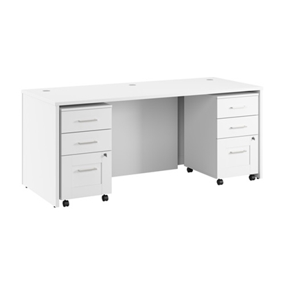 Picture of Bush Business Furniture HHD016WH 72W x 30D Breakfront Desk with 3 Drawer Mobile Files