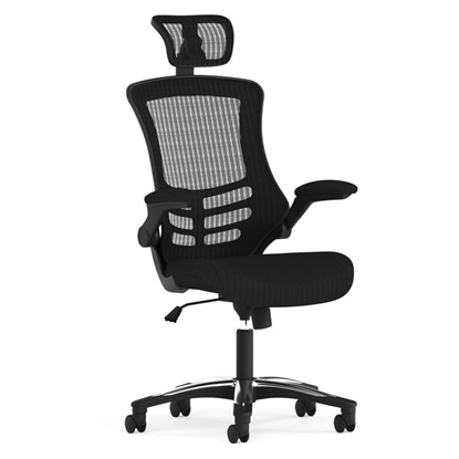 Picture of Kelista BL-X-5H-GG Mesh Office Chair with Flip-Up Arms and Adjustable Headrest