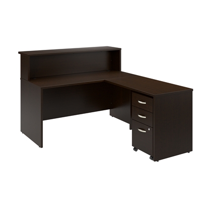 Picture of Arrive ARV004 60W x 72D L Shaped Reception Desk with Shelf and Mobile File Cabinet