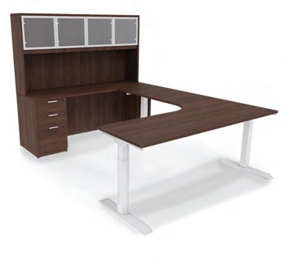 Picture of i5 iRize IKWUH7196P-6 U-Shaped Desk with Height Adjustable Bridge and Desk Front