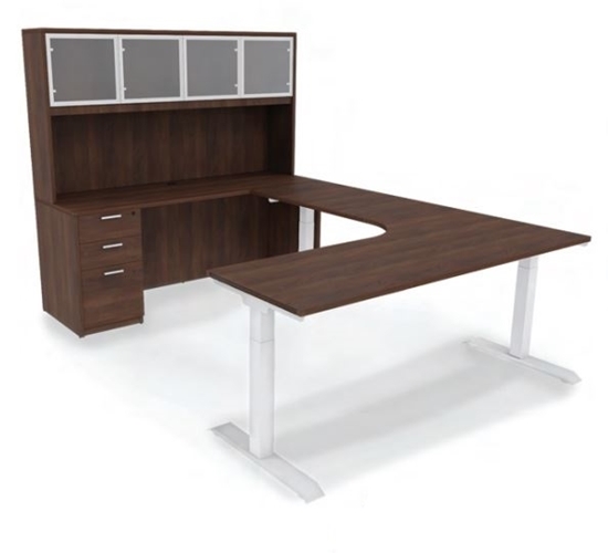 Picture of i5 iRize IKWUH7196P-6 U-Shaped Desk with Height Adjustable Bridge and Desk Front