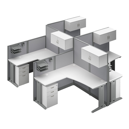 Picture of OIH007 4 Person L Workstations with Storage