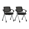 Picture of BBF Envision CH4001 Mesh Back Folding Chairs with Arms - Set of 2 in Black Mesh