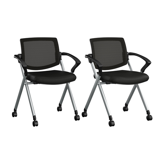 Picture of BBF Envision CH4001 Mesh Back Folding Chairs with Arms - Set of 2 in Black Mesh