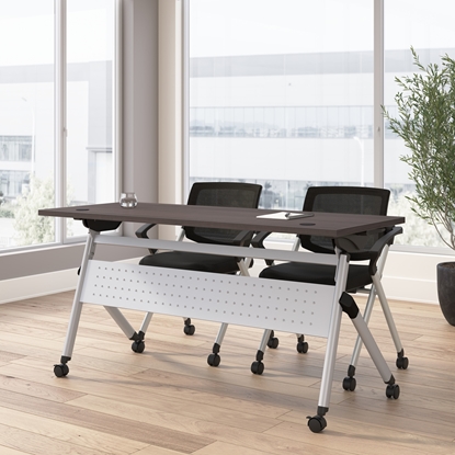 Picture of BBF Envision NVS001 60W Folding Training Table and 2 Folding Chairs w/ Arms