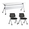 Picture of BBF Envision NVS008 72W Folding Training Table with Powered Grommets + 2 Chairs