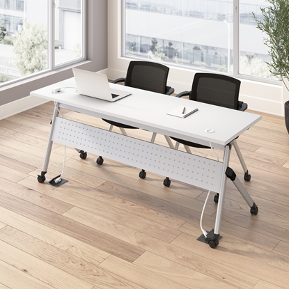 Picture of BBS Envision NVS006 72W Training Table with Powered Grommets + 2 Chairs w/ Arms