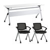 Picture of BBS Envision NVS006 72W Training Table with Powered Grommets + 2 Chairs w/ Arms