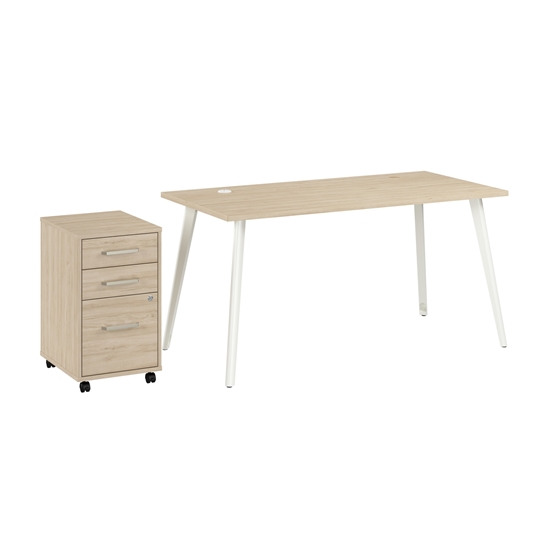 Picture of Vista VST002 60W Desk with Splayed Metal Legs and 3 Drawer Mobile File Cabinet
