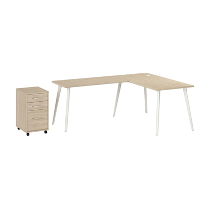Picture of Vista VST008 60W L Shaped Desk with Splayed Metal Legs and Mobile File Cabinet