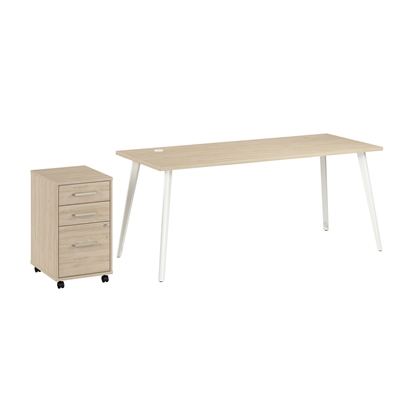 Picture of Vista VST001 72W Desk with Splayed Metal Legs and 3 Drawer Mobile File Cabinet