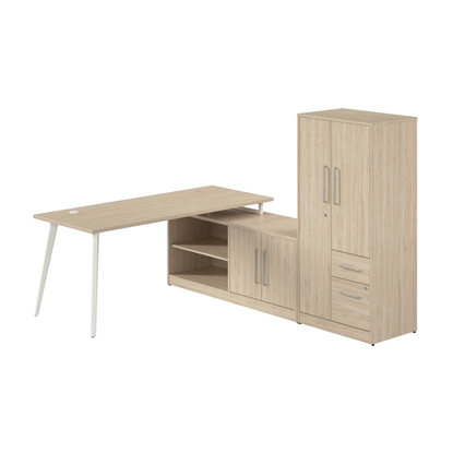 Picture of Vista VST009 72W L Shaped Desk with Metal Legs, Low Storage Cabinet, and Wardrobe