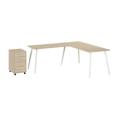Picture of Vista VST007 72W L Shaped Desk with Splayed Metal Legs and Mobile File Cabinet