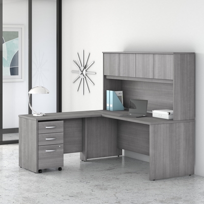 Picture of Bush Business Furniture Studio C STC006 72W x 30D L Shaped Desk with Hutch, Mobile File Cabinet and 42W Return