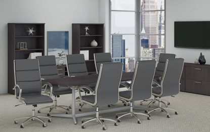 Picture of CTB001SG 96W Boat Top Conference Table w/ Modelo High Back Chairs