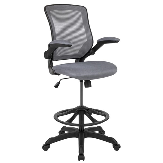 Picture of Kale BL-ZP-8805D-DKGY-GG  Mid-Back Mesh Drafting Chair with Flip-Up Arms